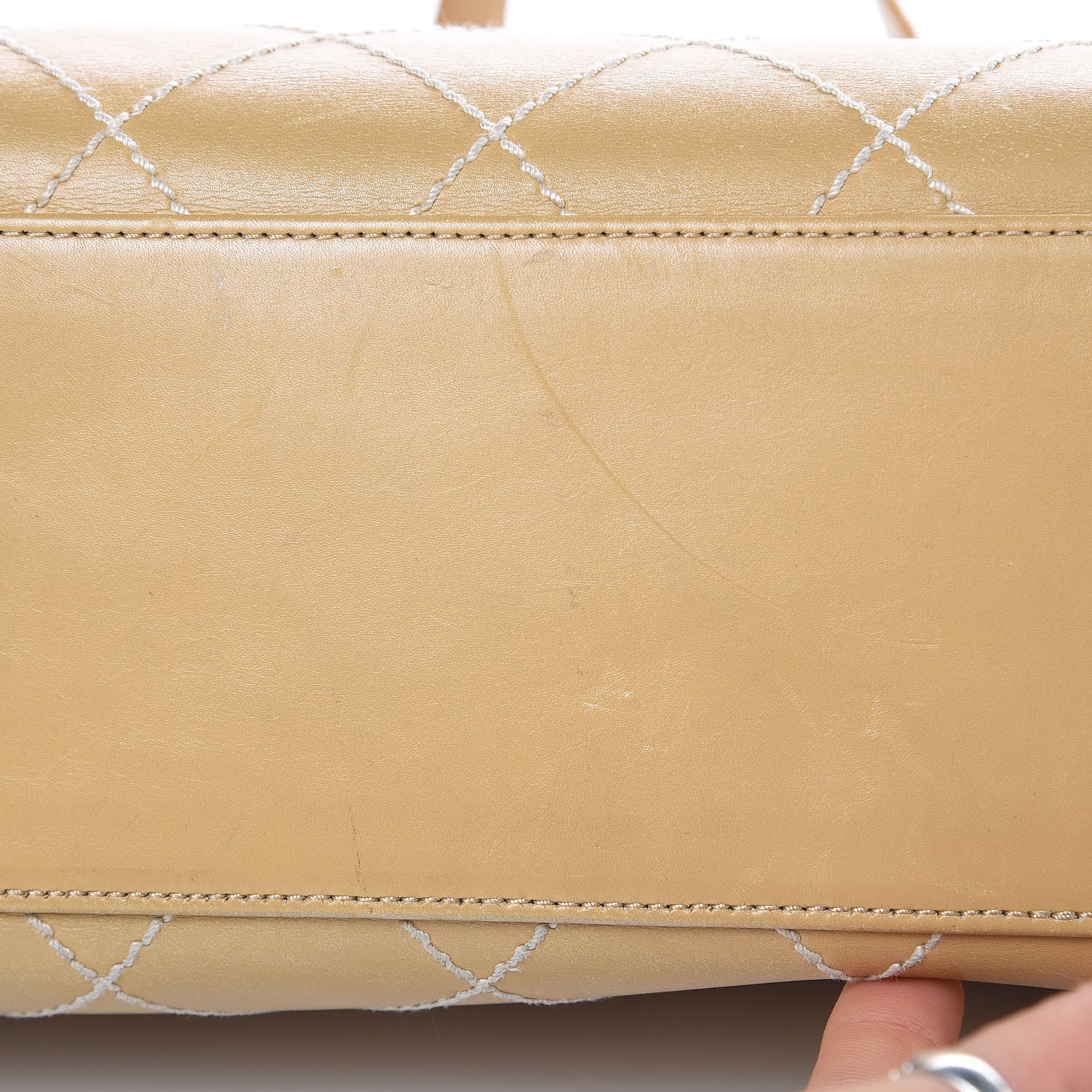 Chanel Calfskin Contrast Stitch Surpique Tote Beige 9 of 22