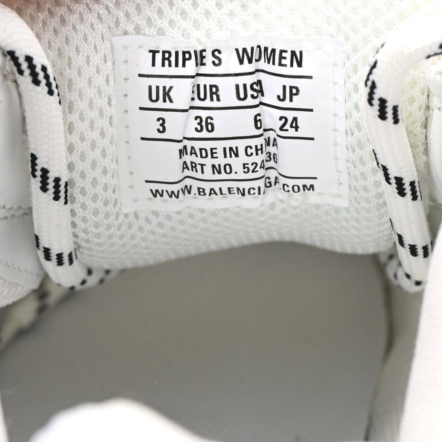 Fabric Mesh Womens Triple S Sneakers 36 White
