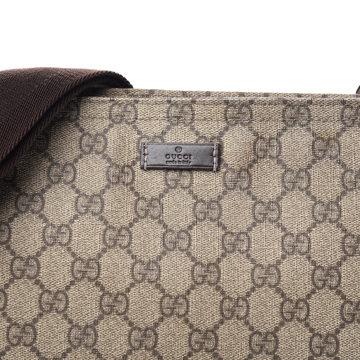 GG Supreme Monogram Medium Flat Messenger Bag Dark Brown