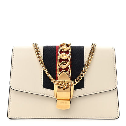 Gucci Calfskin Super Mini Sylvie Chain Shoulder Bag White 1 of 13