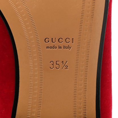 Gucci Velvet Horsebit Womens Jordaan Loafers 35.5 Hibiscus Red 6 of 9