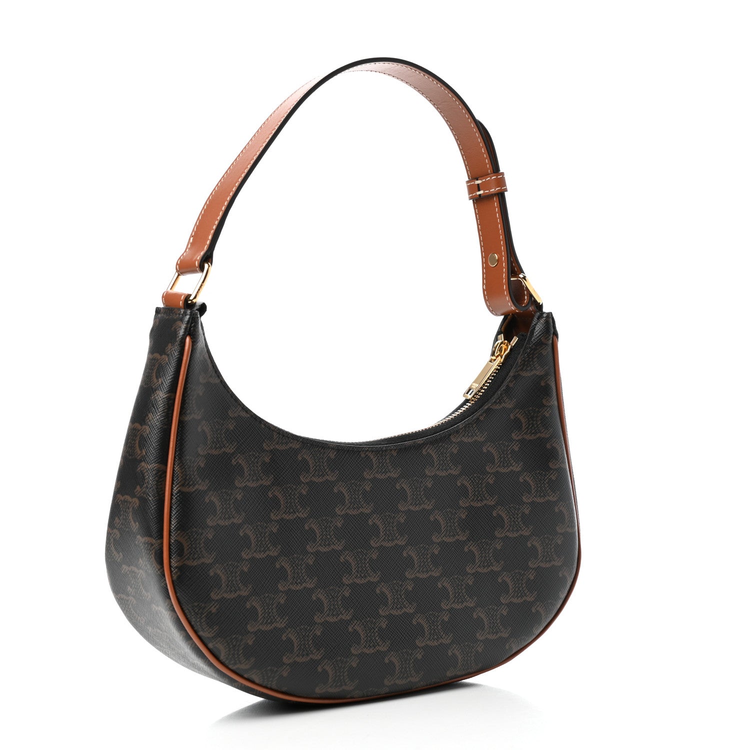 Celine Triomphe Canvas Calfskin Ava Shoulder Bag Tan 3 of 10