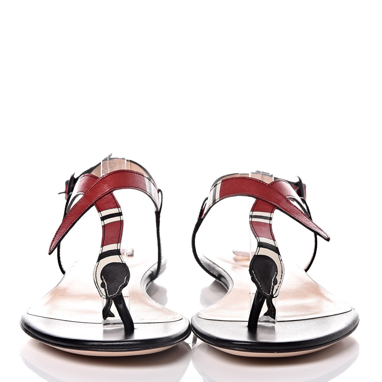 Calfskin Yoko Snake T-Strap Thong Sandals 38.5 Black