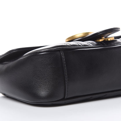 Gucci Calfskin Matelasse Mini GG Marmont Shoulder Bag Black 8 of 11