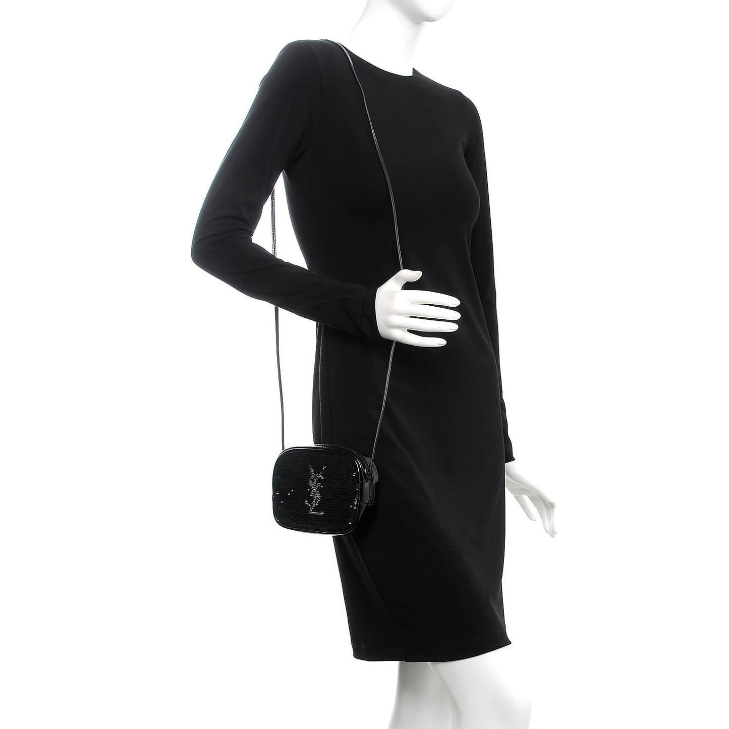 Sequin Patent Monogram Blogger Bag Black