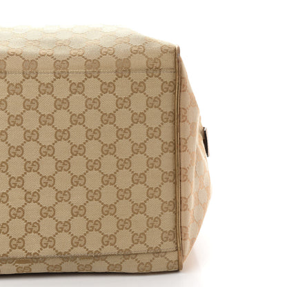 Gucci GG Monogram Web Medium Collapsible Carry On Duffle Beige Gold 9 of 10