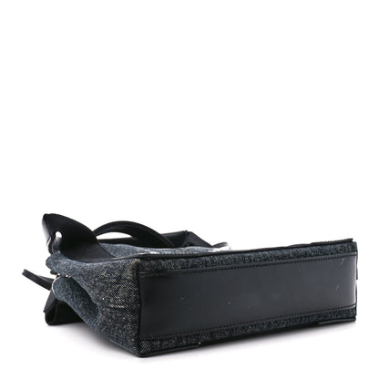 Balenciaga Denim Fabric Satin Calfskin Navy Cabas XS Washed Black 5 of 12