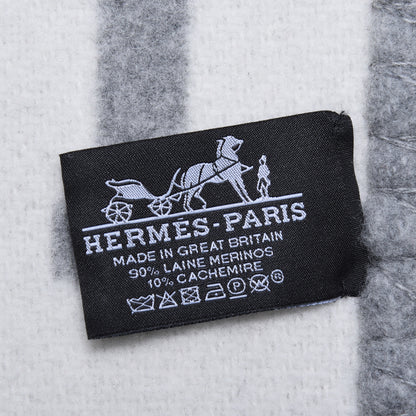 Hermes Wool Cashmere Avalon III Blanket Ecru Gris Clair 4 of 4