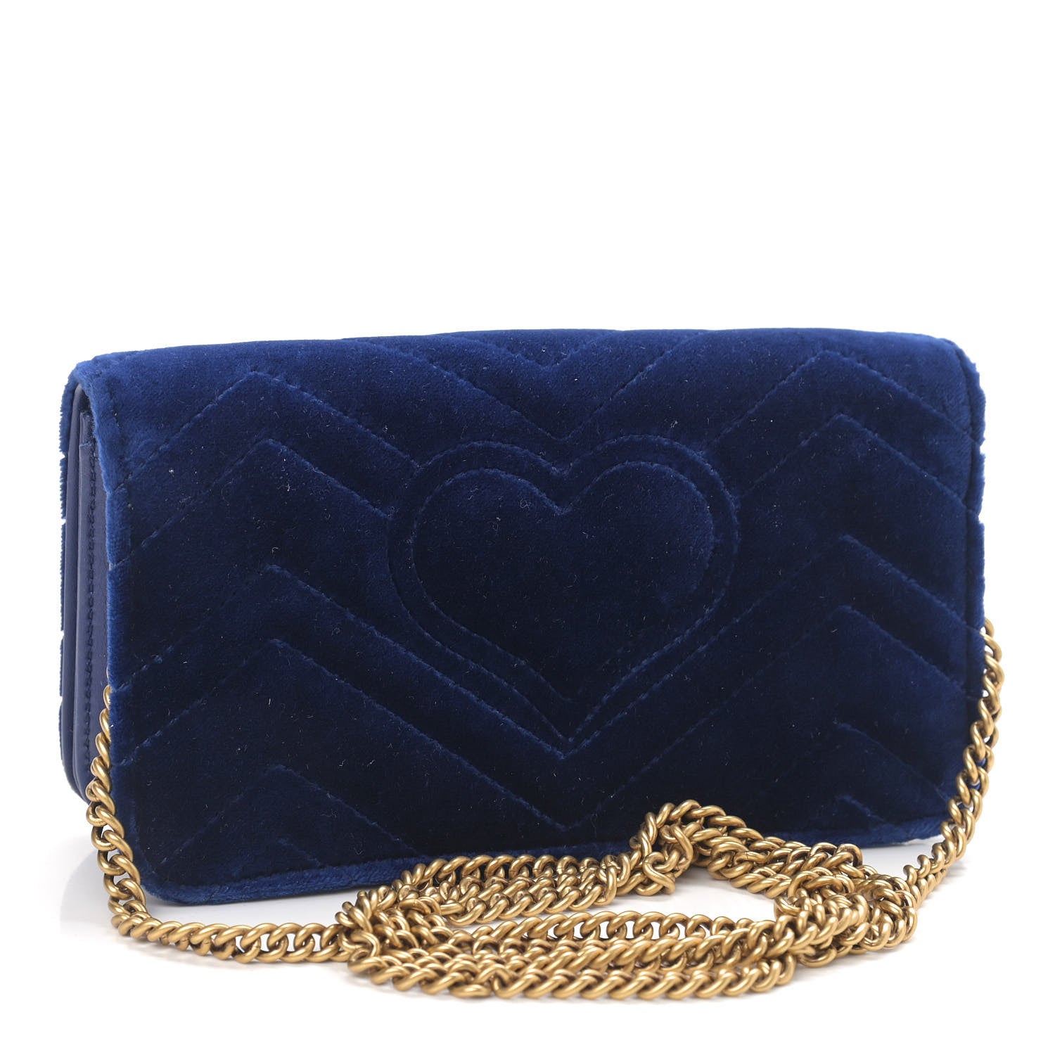 Gucci Velvet Matelasse GG Marmont Mini Bag Cobalt Blue 3 of 9