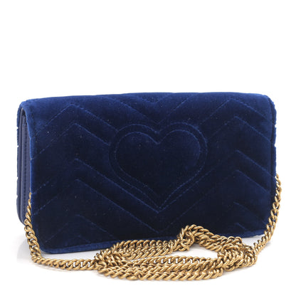 Gucci Velvet Matelasse GG Marmont Mini Bag Cobalt Blue 3 of 9