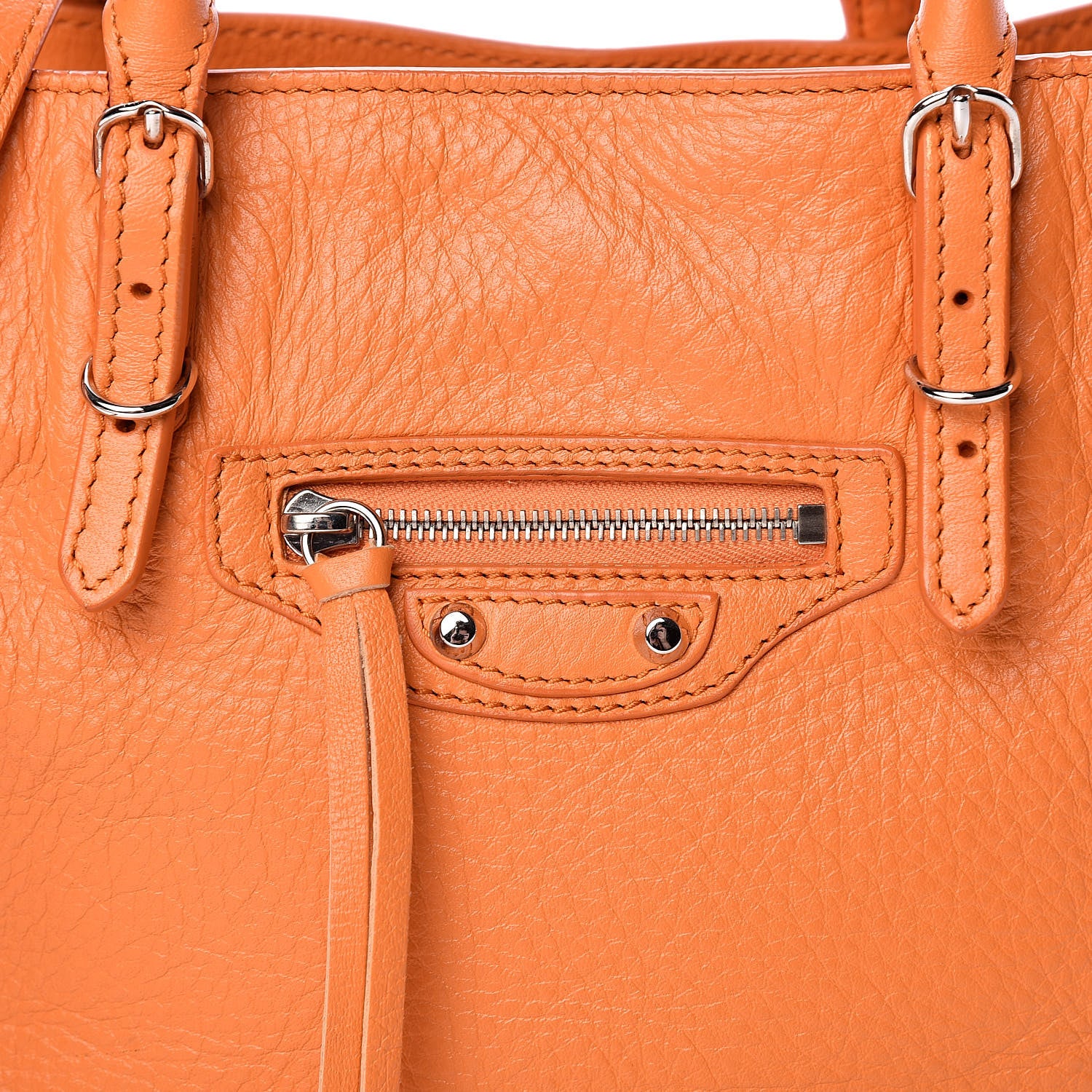 Balenciaga Calfskin Papier Mini A4 Zip Around Tote Orange 8 of 13