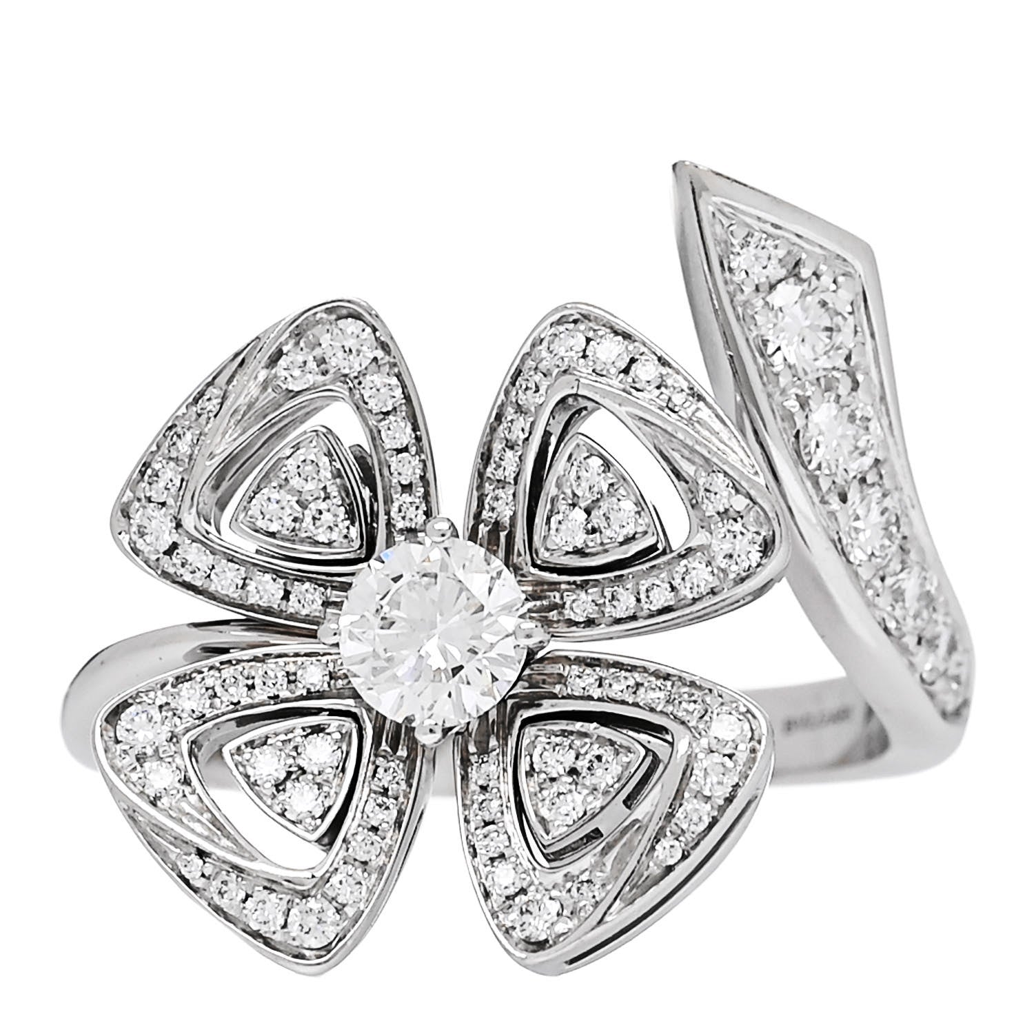 Bulgari 18K White Gold Diamond Fiorever Bypass Ring 52 6 1 of 6