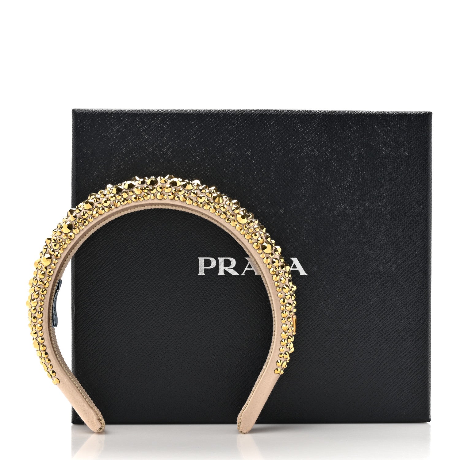 Prada Satin Crystal Embellished Headband Platino 7 of 7