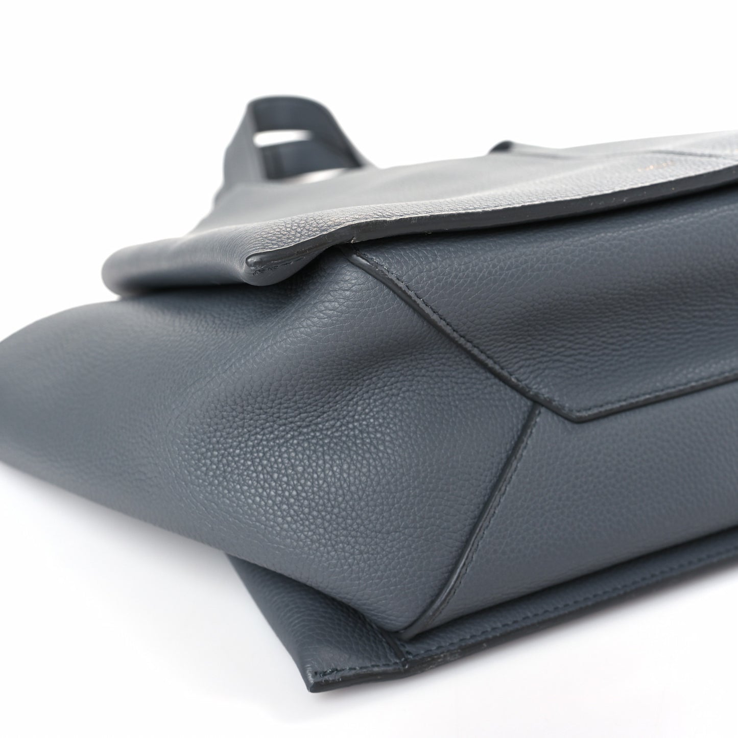 Baby Grained Calfskin Medium Tri-Fold Bag Grey