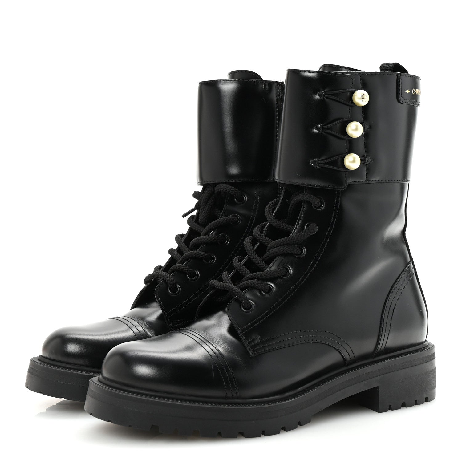 Christian Dior Calfskin Pearl D-Strike Ankle Boots 40 Black 4 of 9