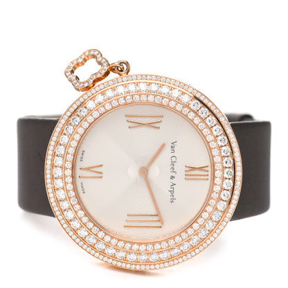 Van Cleef & Arpels 18K Rose Gold Satin Diamond Pave Bezel 38mm Charms Quartz Watch 2 of 5