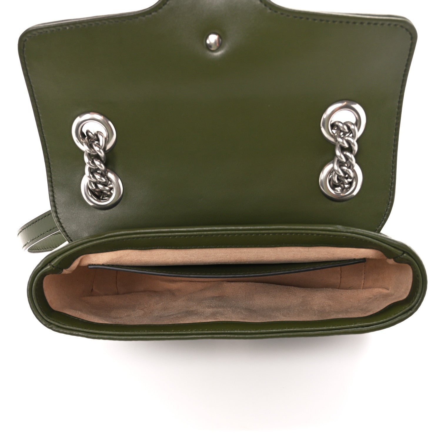 Gucci Calfskin Matelasse Aria Mini GG Marmont Shoulder Bag Military Wood 5 of 11