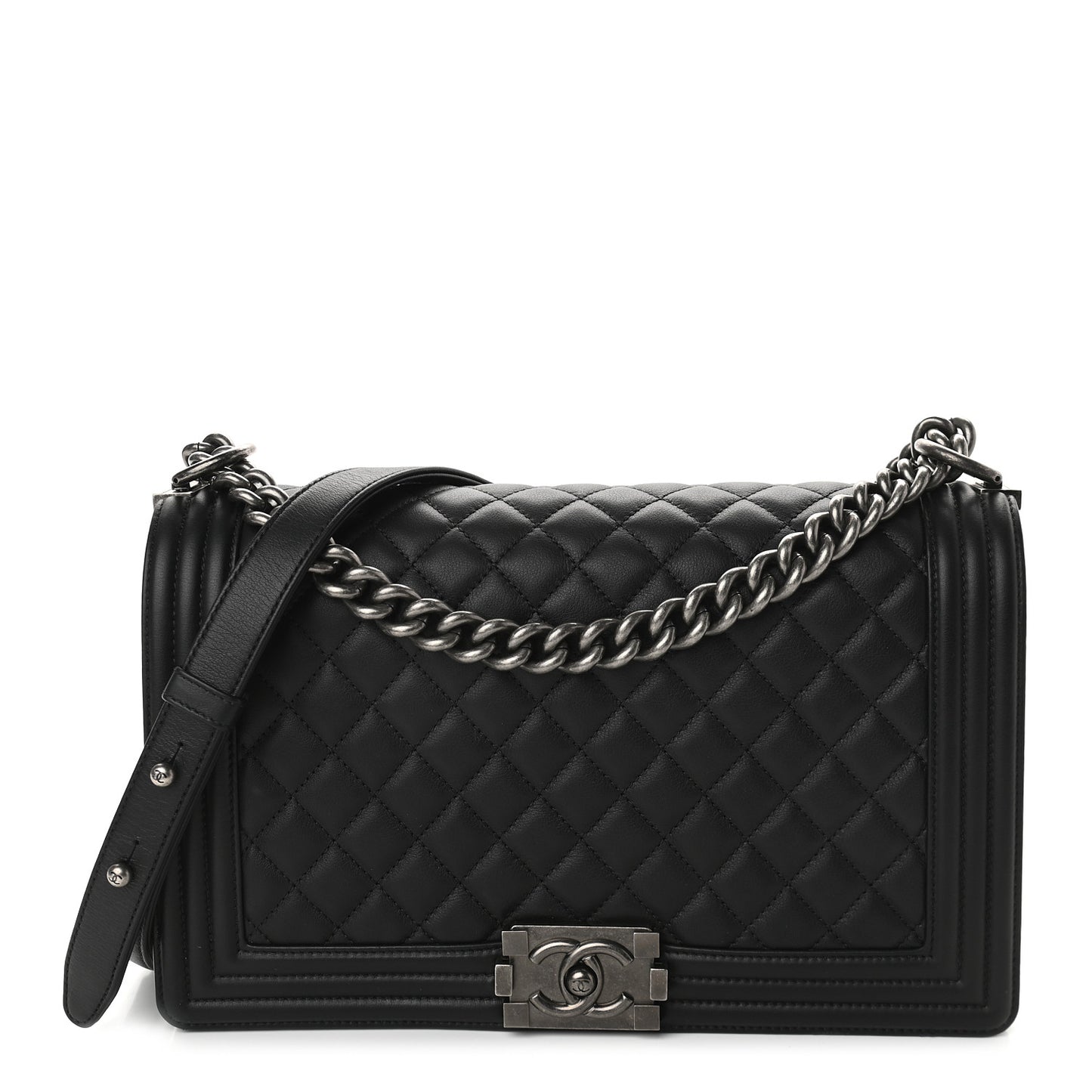 Calfskin Quilted New Medium Boy Flap Black