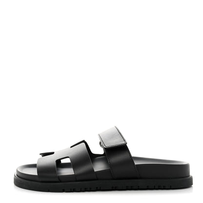 Hermes Calfskin Womens Chypre Sandals 36 Black 1 of 9