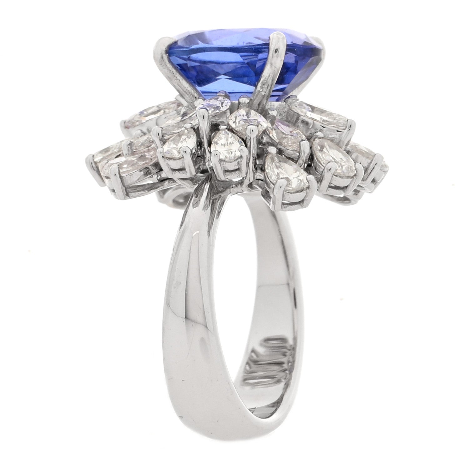 Parker & West by FASHIONPHILE 18K White Gold Diamond Tanzanite Oval Cocktail Ring 53 6.5 5 of 9