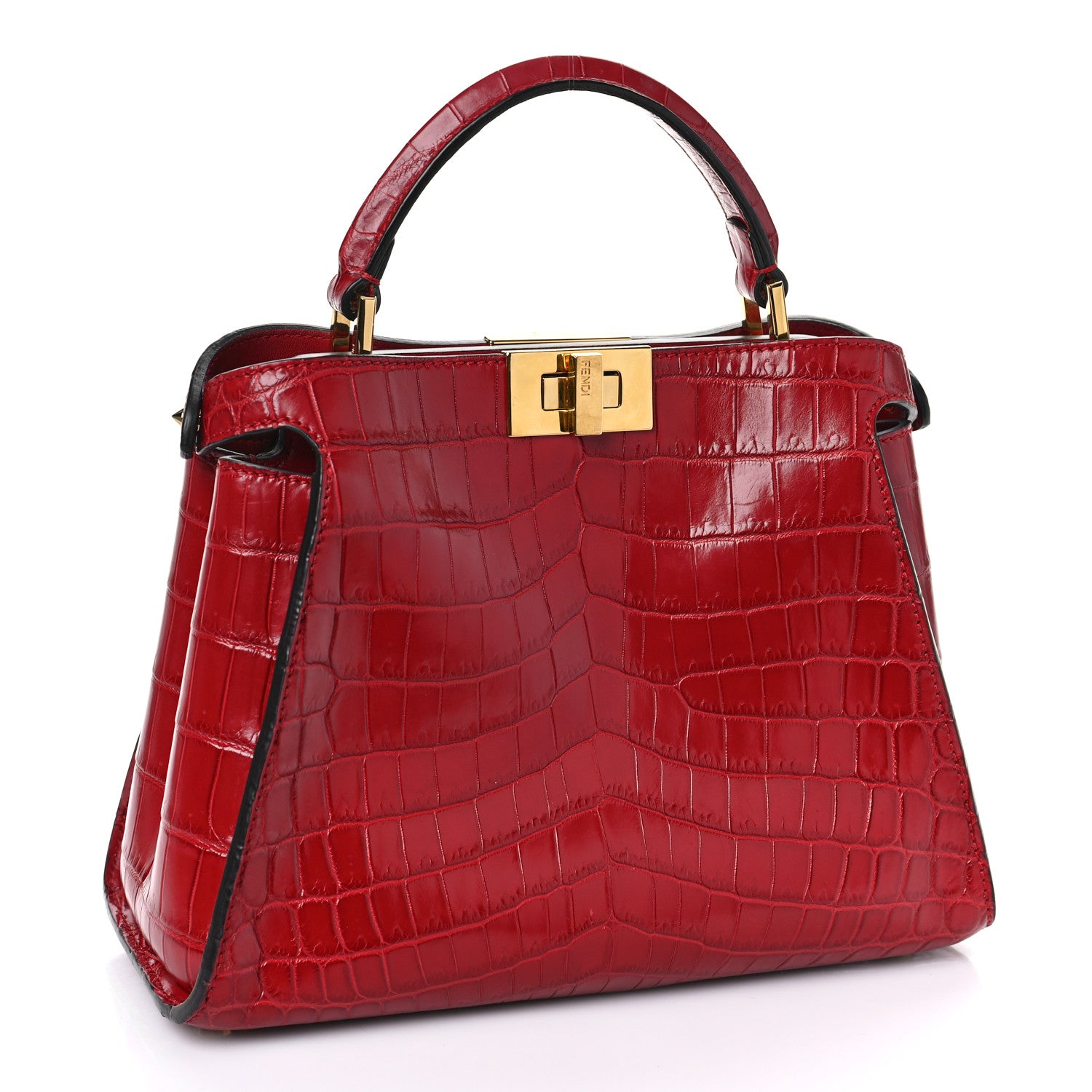 Fendi Shiny Crocodile Shiny Nappa Medium Peekaboo Iconic Essentially Satchel Red 2 of 9