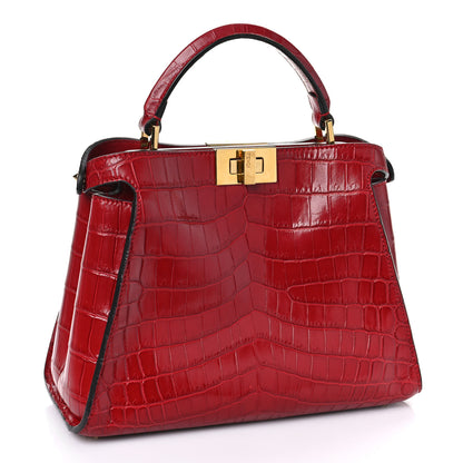 Fendi Shiny Crocodile Shiny Nappa Medium Peekaboo Iconic Essentially Satchel Red 2 of 9