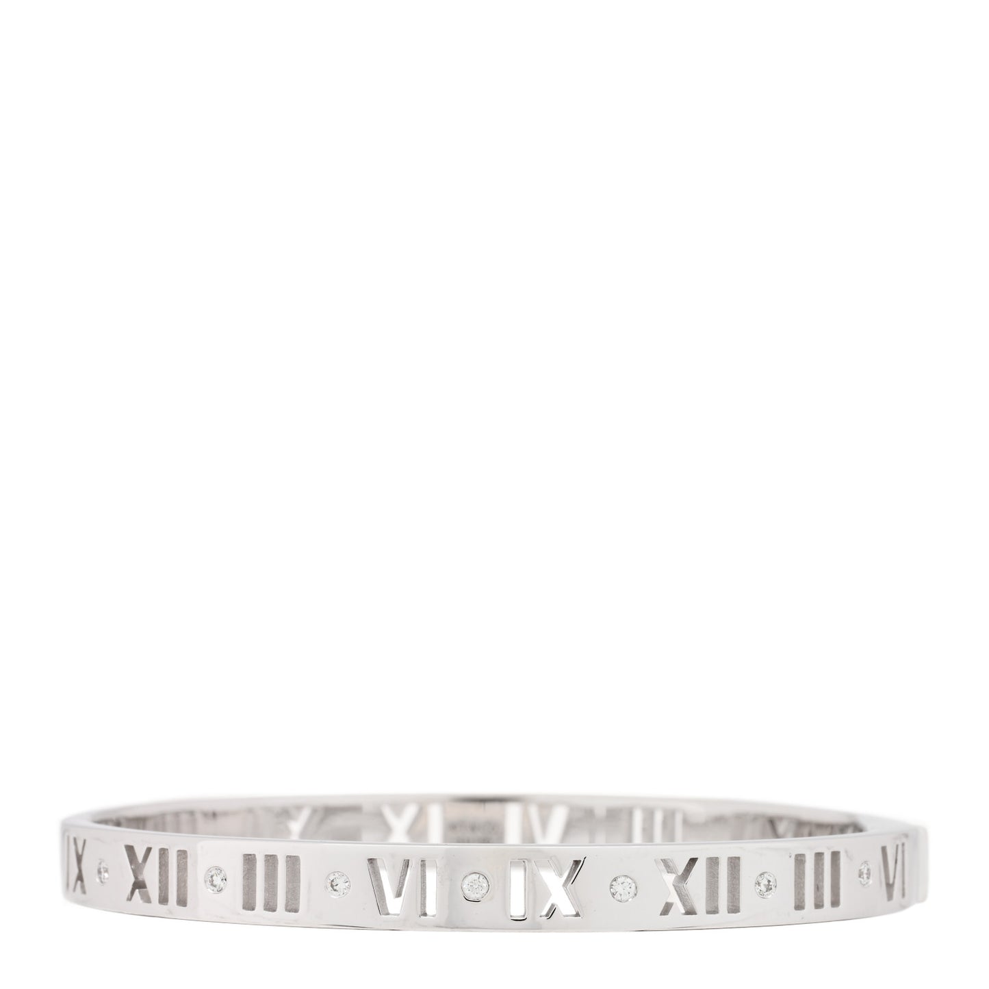 18K White Gold Diamond Atlas Pierced Hinged Bangle Bracelet