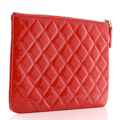 Chanel Patent Calfskin Quilted Valentine Hearts Medium O Cosmetic Case Red 3 of 7