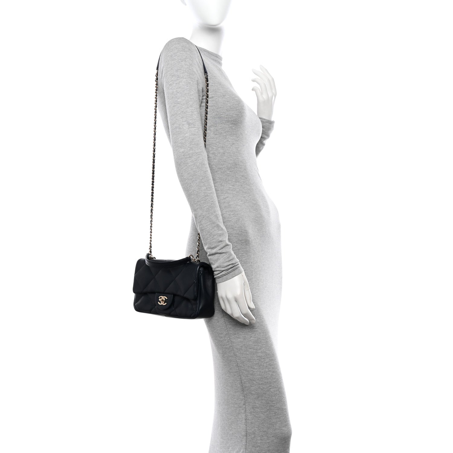 Chanel Lambskin Quilted Small Easy Carry Flap Navy 2 of 11