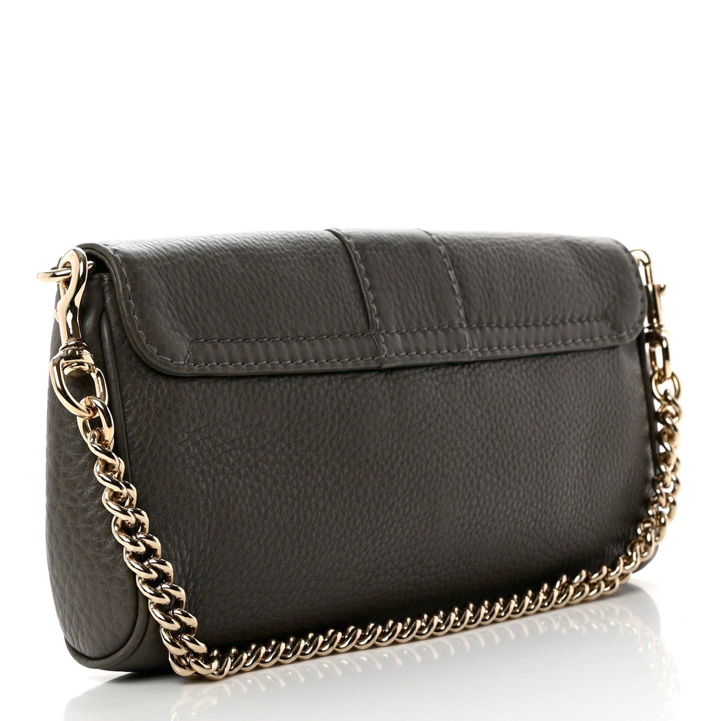 Calfskin Greenwich Chain Clutch Grey