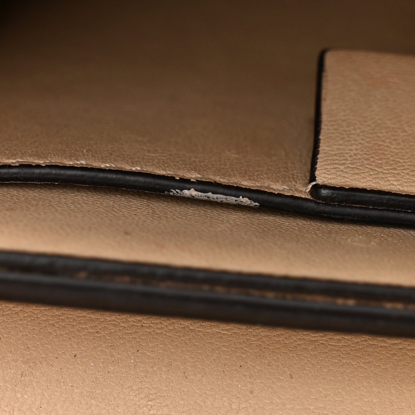 Calfskin Bow Cut Chain Wallet Beige