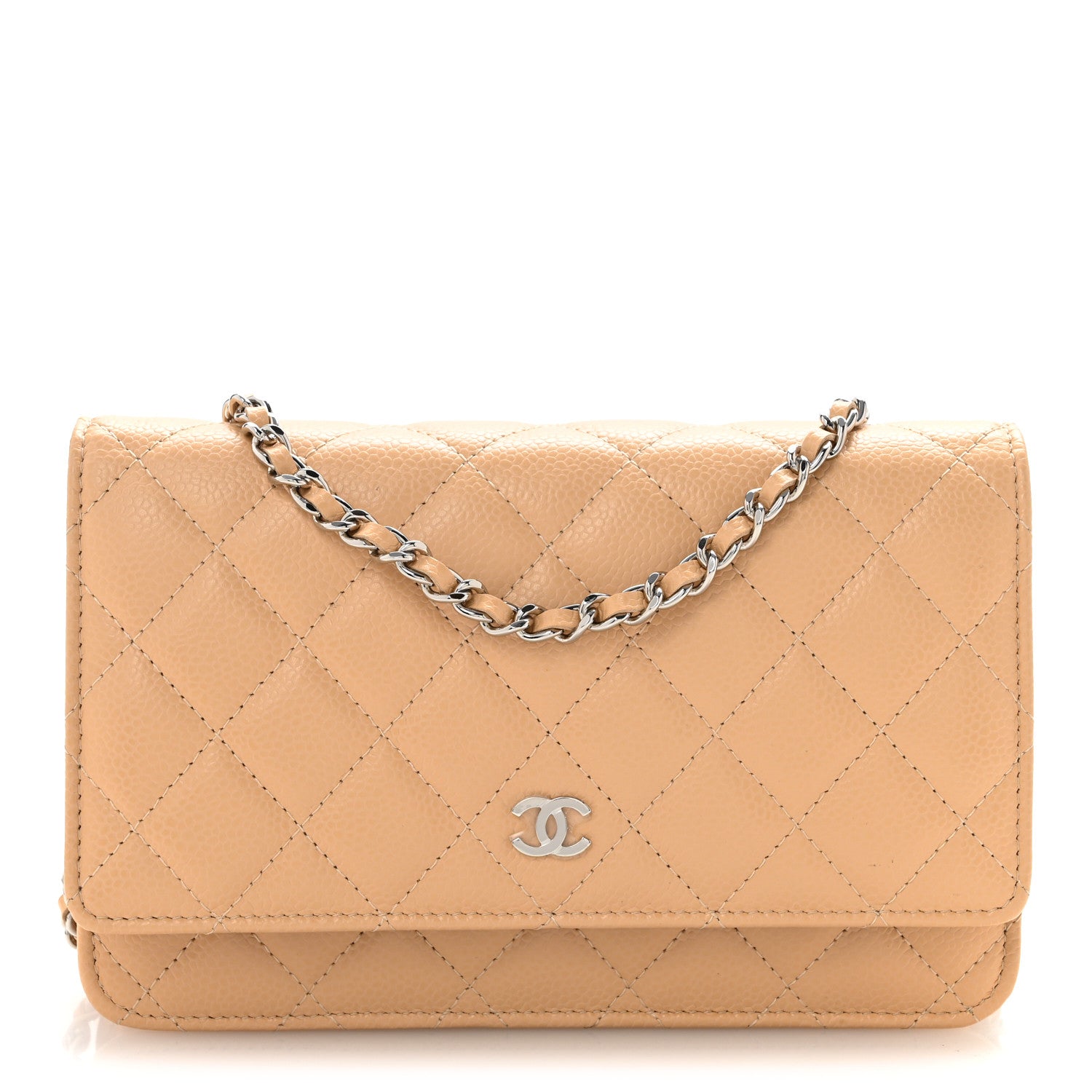 Chanel Caviar Quilted Wallet On Chain WOC Beige 1 of 13