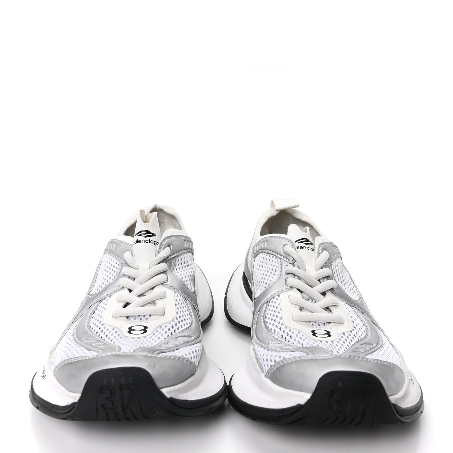 Metallic Calfskin Mesh Circuit Womens Sneaker 37 Silver White