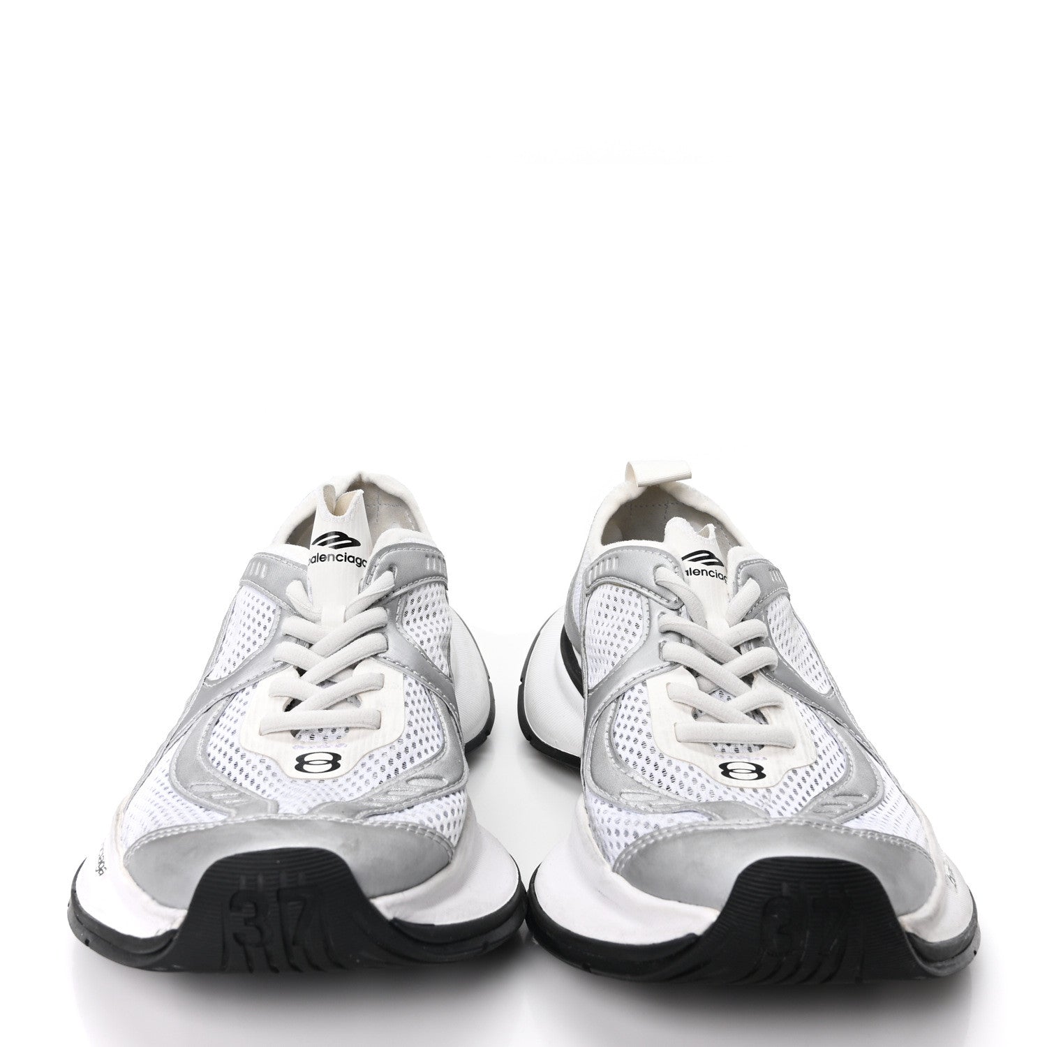 Balenciaga Metallic Calfskin Mesh Circuit Womens Sneaker 37 Silver White 3 of 8