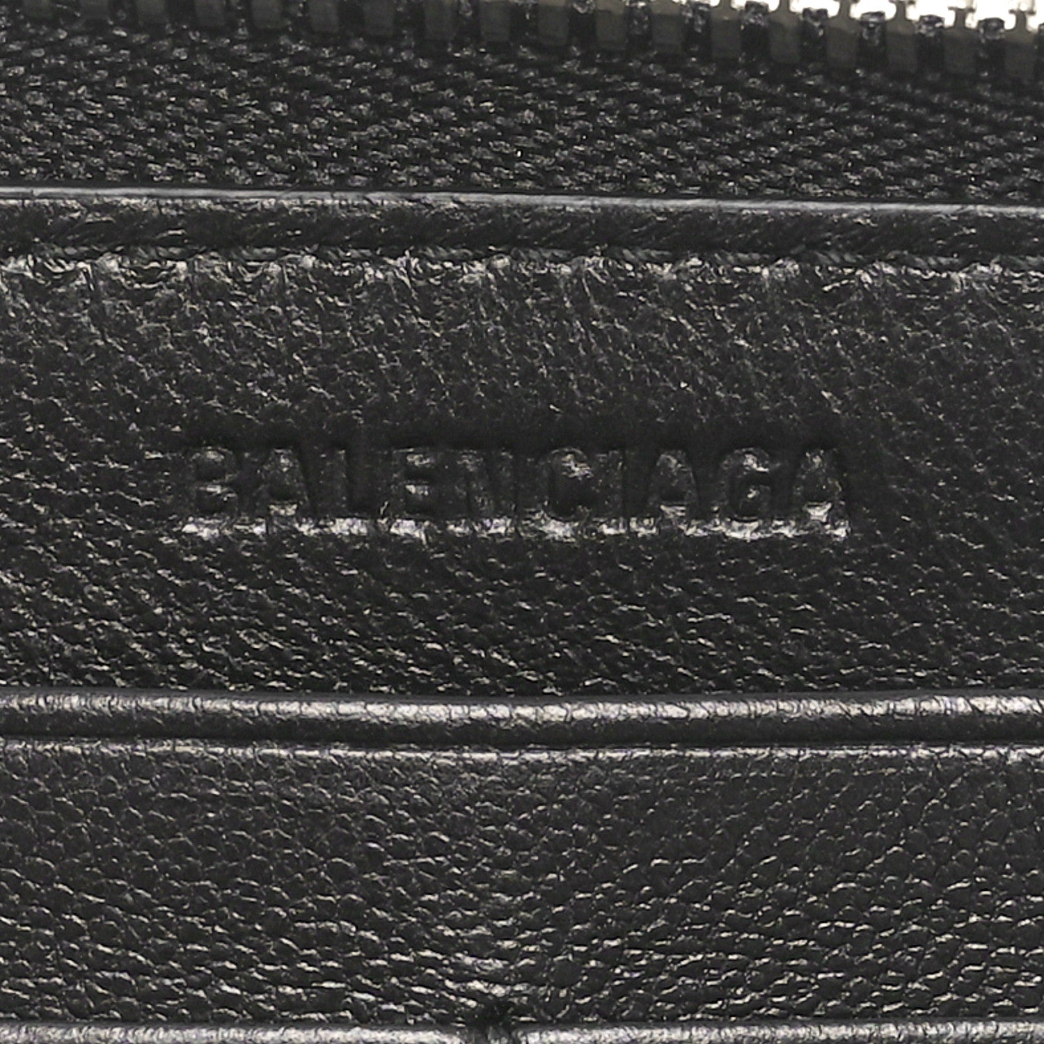 Balenciaga Grained Calfskin Zip Card Case Wallet Black 6 of 9