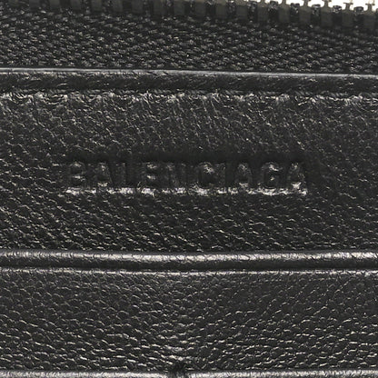Balenciaga Grained Calfskin Zip Card Case Wallet Black 6 of 9