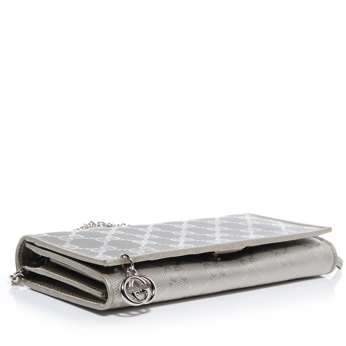 Imprime Monogram GG Pierce Chain Clutch Wallet Silver