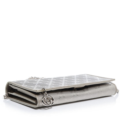 Gucci Imprime Monogram GG Pierce Chain Clutch Wallet Silver 4 of 9