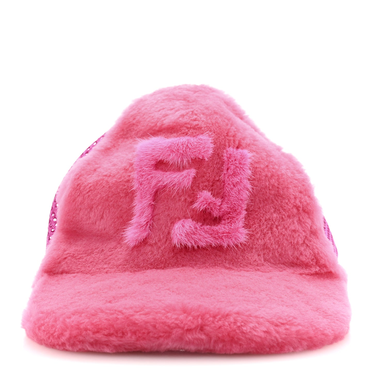Cotton Shearling FF Baseball Hat M Fucshia