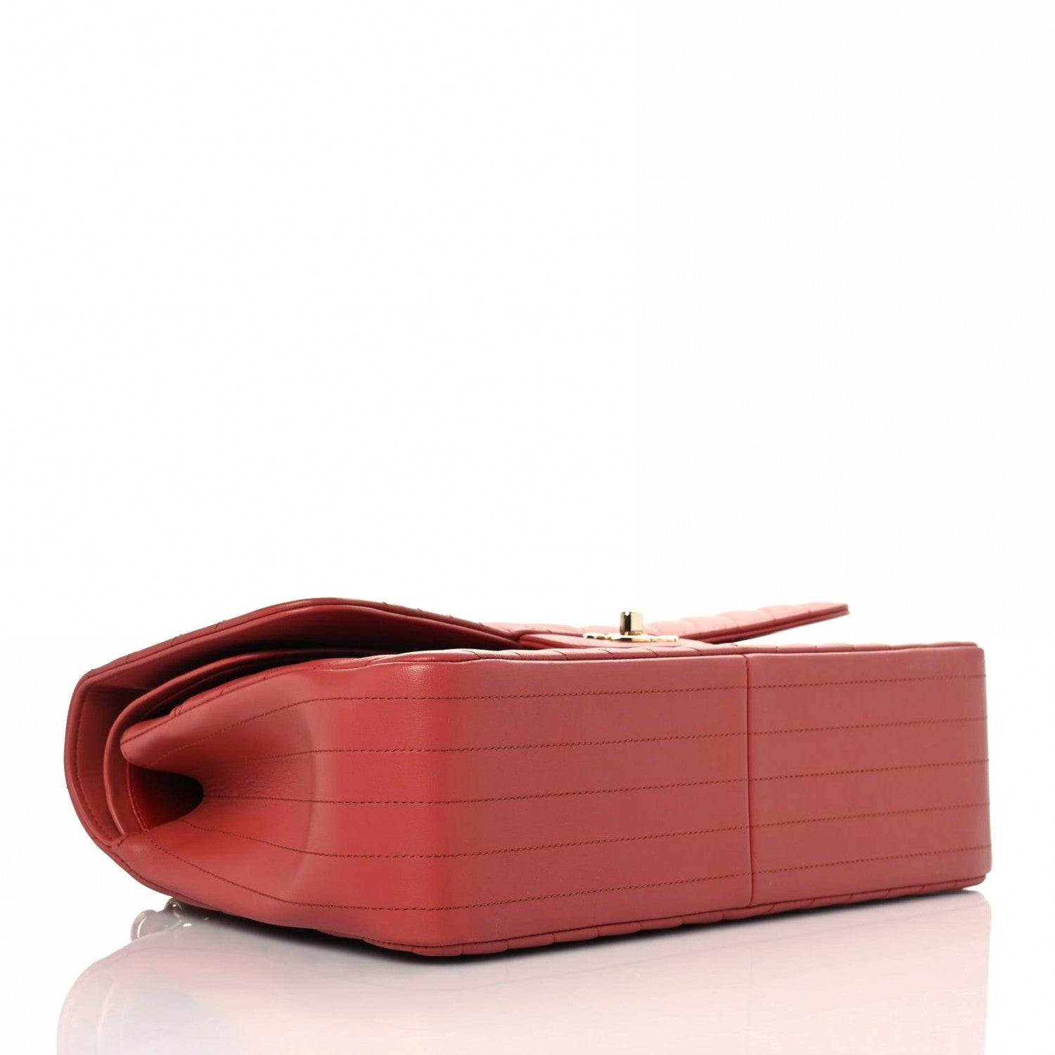 Chanel Lambskin Chevron Quilted Jumbo Double Flap Red 4 of 15