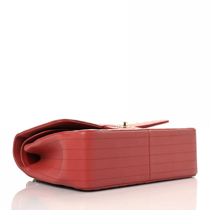 Chanel Lambskin Chevron Quilted Jumbo Double Flap Red 4 of 15