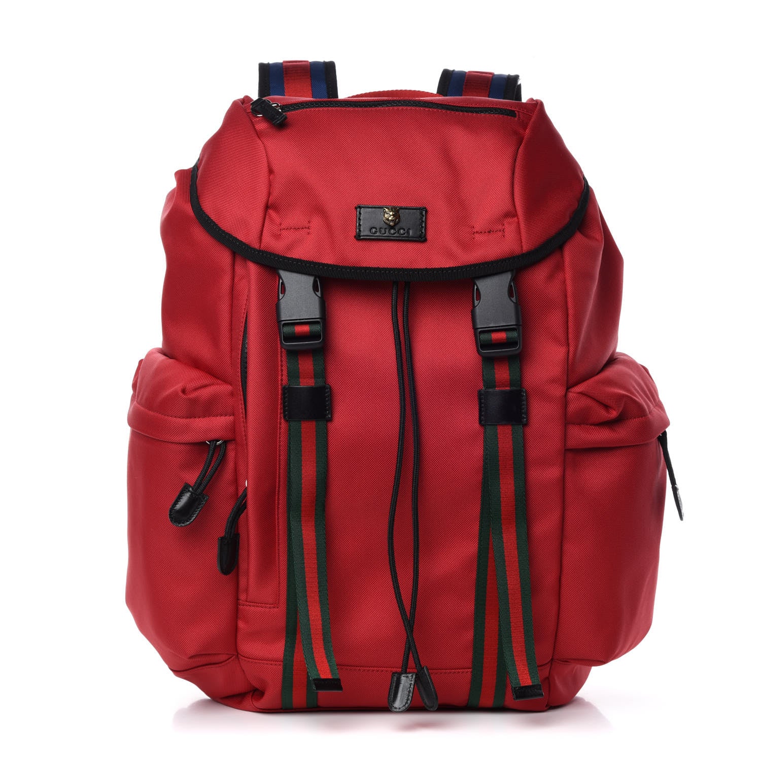 Gucci Techno Canvas Web Double Buckle Backpack Red 1 of 7