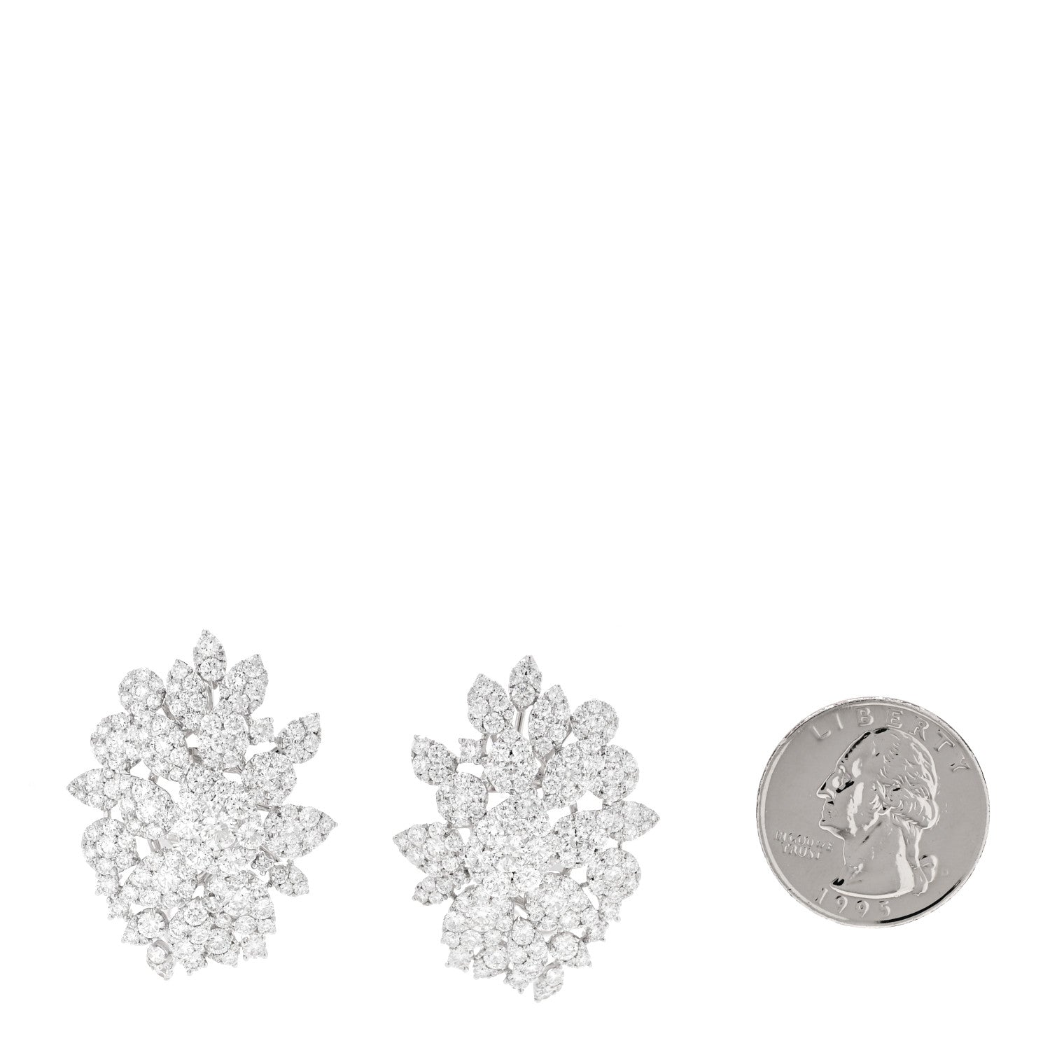 Parker & West by FASHIONPHILE 18K White Gold Diamond 9.28ctw Cluster Earrings 2 of 5