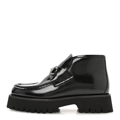 Gucci Cordovan Lux Womens Horsebit Platform Ankle Boots 38 Black 1 of 9