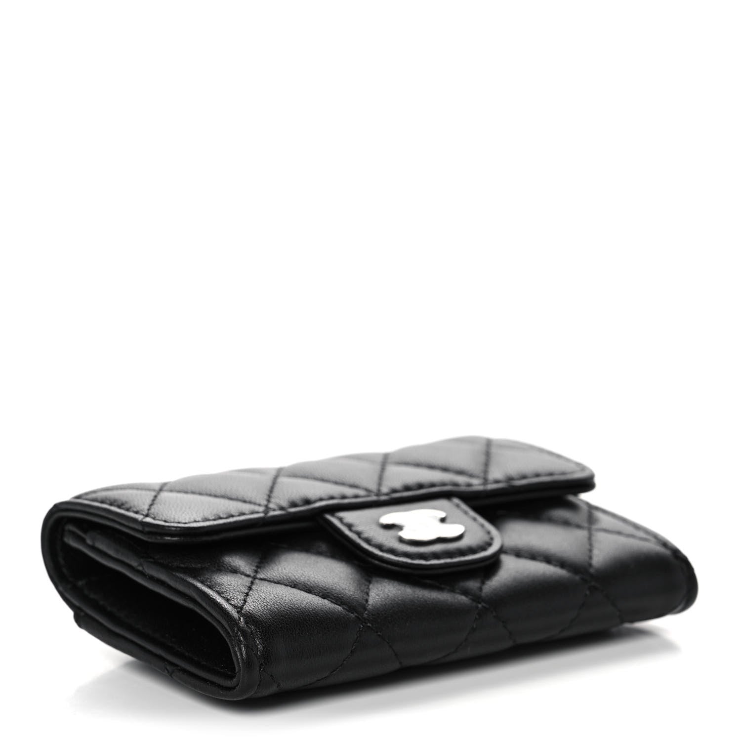 Chanel Lambskin Quilted Flap Card Holder Wallet Black 4 of 12