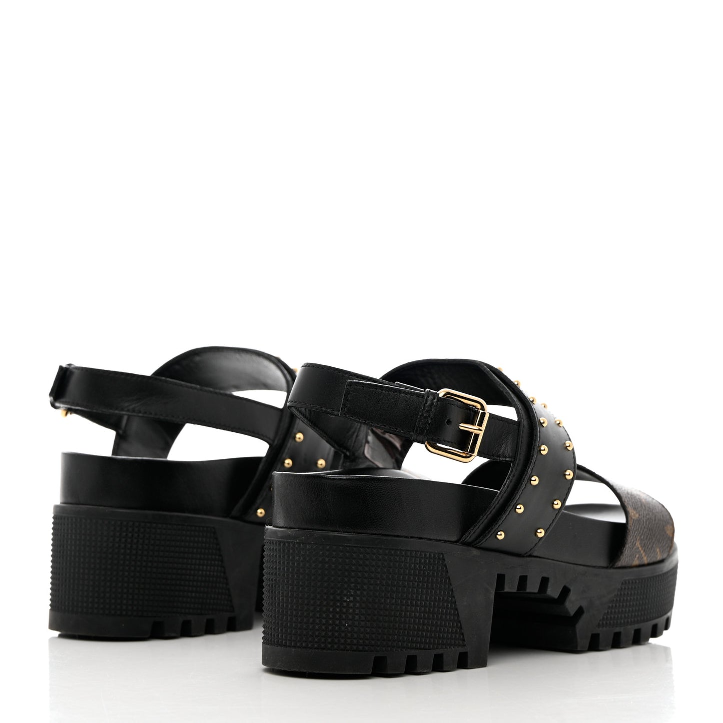 Calfskin Monogram Laureate Platform Sandals 38 Black