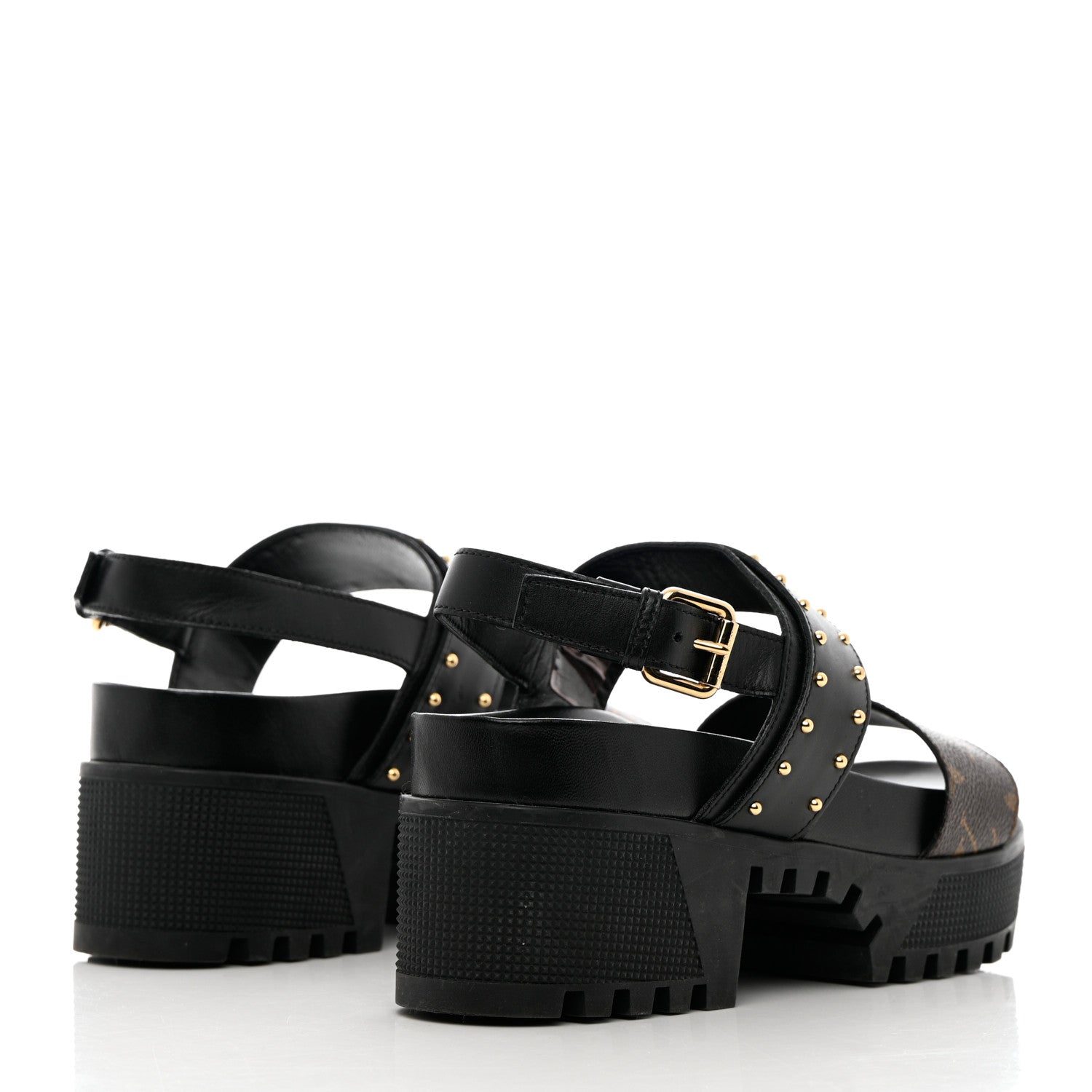 Louis Vuitton Calfskin Monogram Laureate Platform Sandals 38 Black 4 of 12