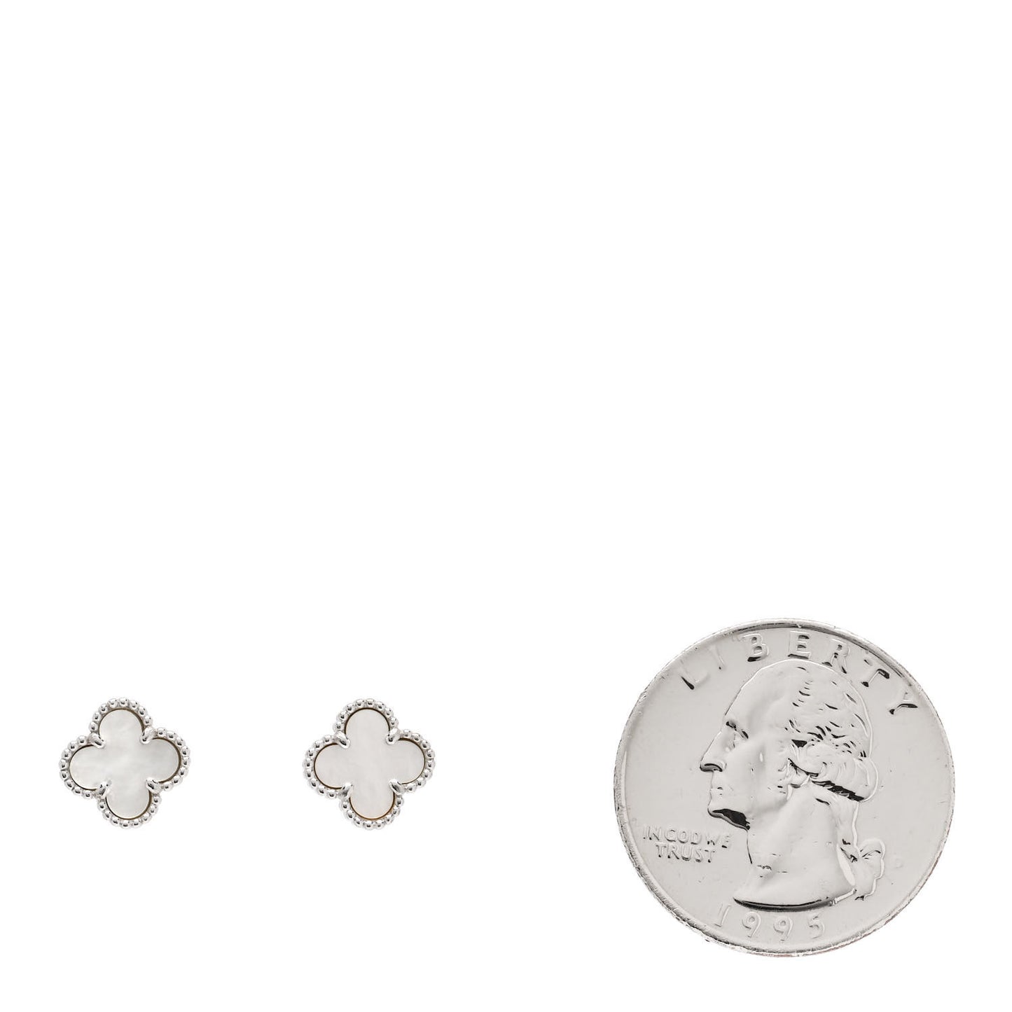 18K White Gold Mother of Pearl Sweet Alhambra Earrings