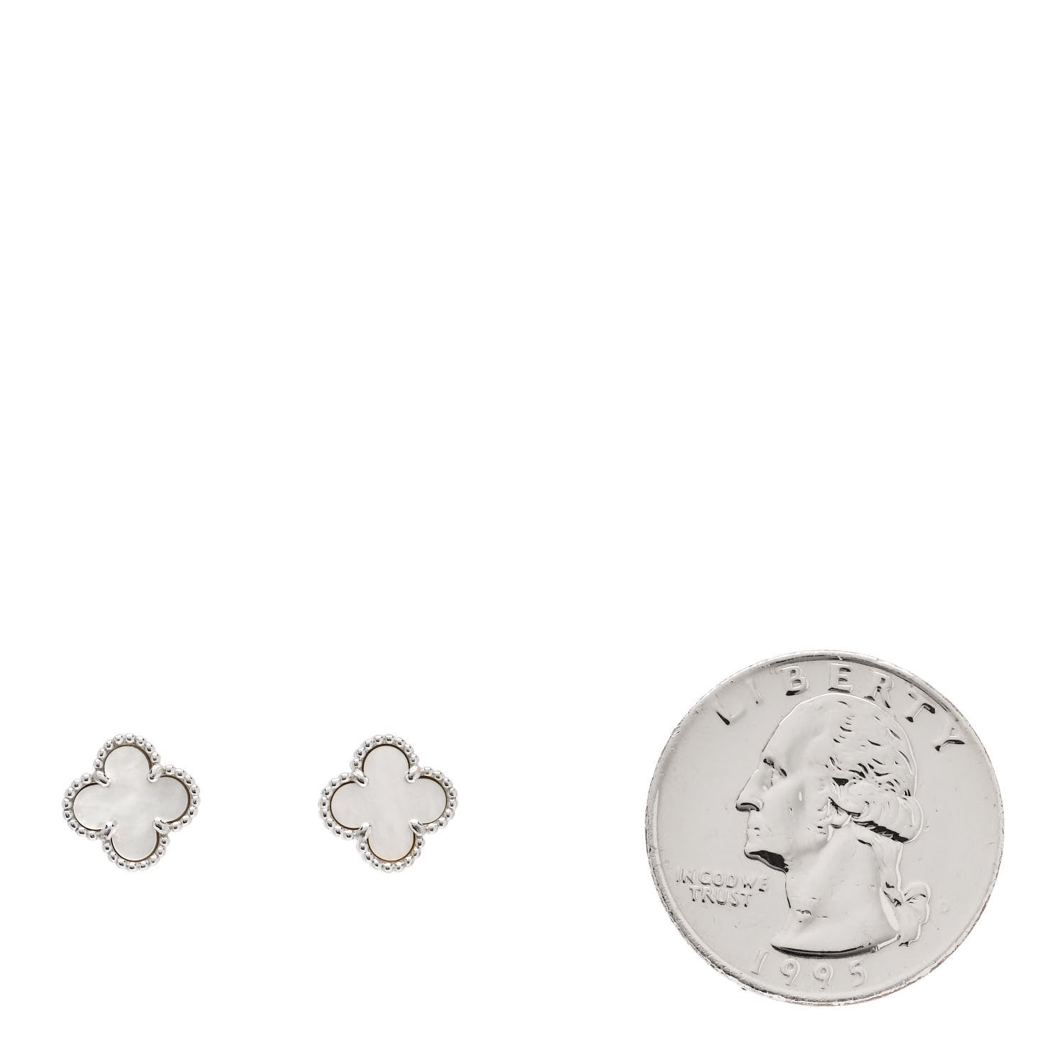 Van Cleef & Arpels 18K White Gold Mother of Pearl Sweet Alhambra Earrings 2 of 5