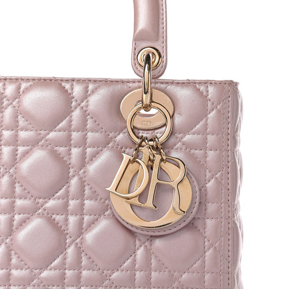 Christian Dior Pearly Lambskin Cannage Medium Lady Dior Lotus 11 of 12